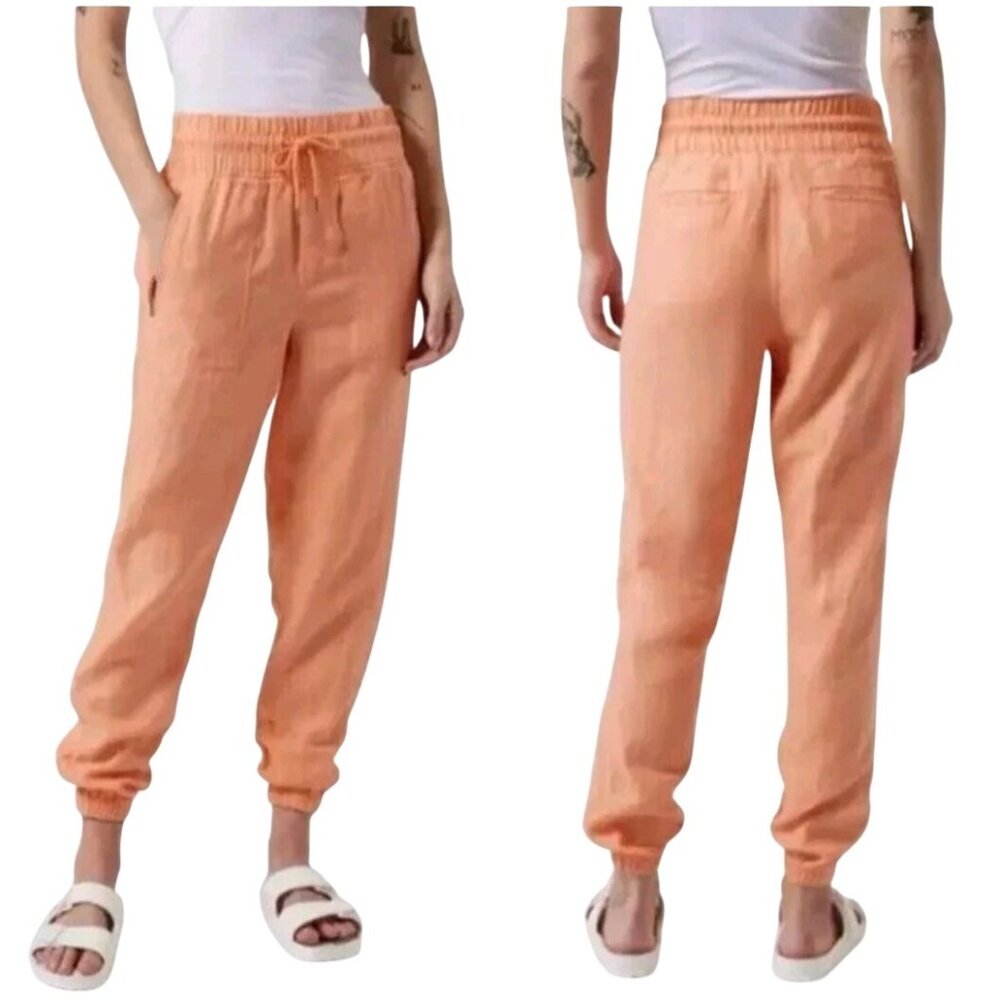 Athleta Cabo Linen Jogger Pants Peach Size 10